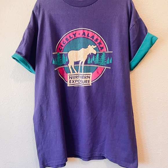 Vintage Cicely Alaska Sleep Shirt Purple Teal 1990 Universal City Studios - Picture 2 of 7